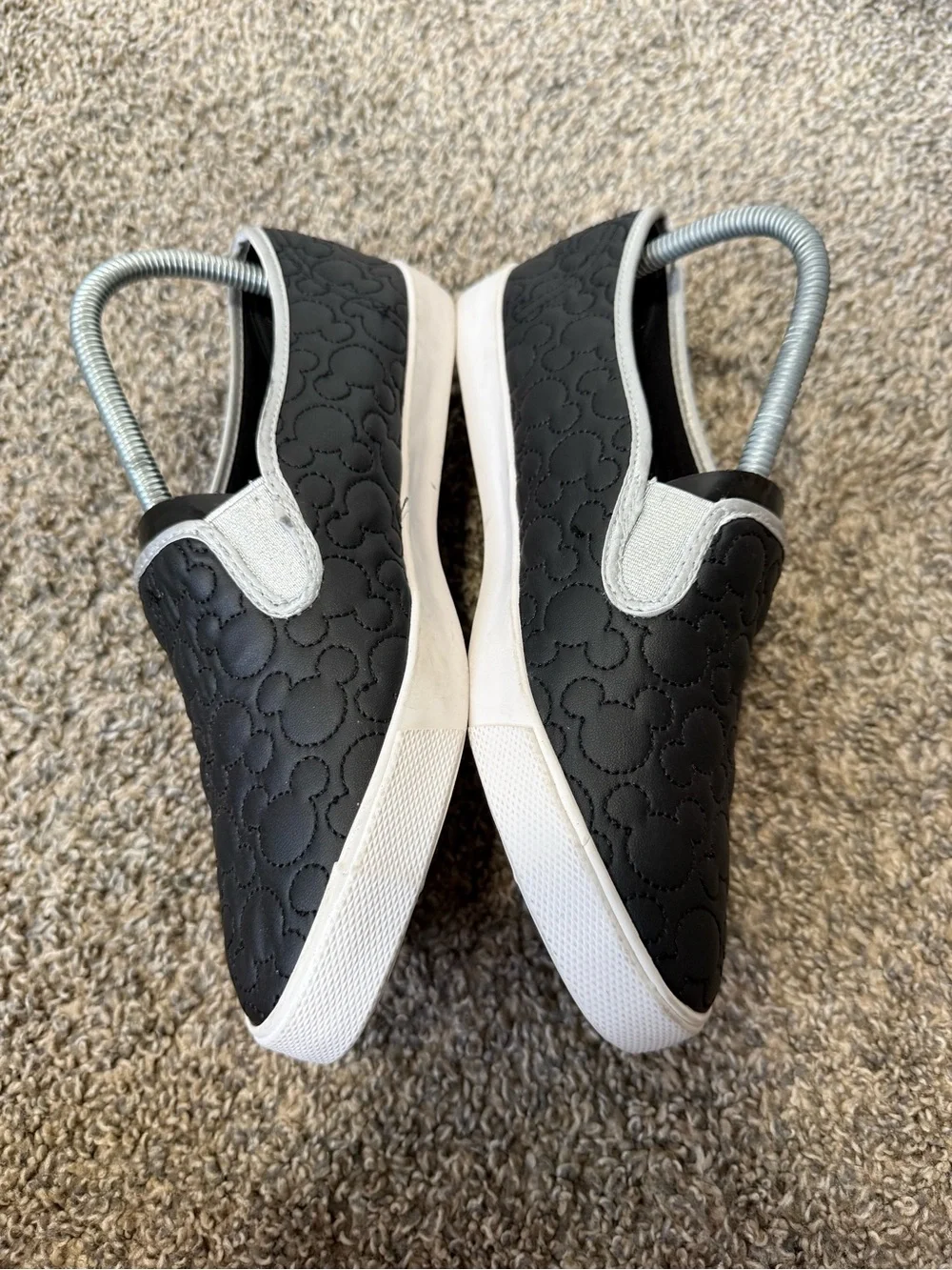 Disney Black Quilted Mickey Slip-On Shoes with White Trim - Picture 2 of 5